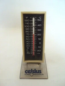 Termometro pubblicitario vintage da parete/scrivania - isolamento schiuma Celcius - raro usa - Foto 1 di 2