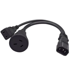 3 Terminals IEC320-C14 to 1-15R+AU Power Cable Male to Female Cord Wire Line - Picture 1 of 9