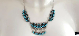 SILBER DESIGN COLLIER ° Indianerschmuck ° TÜRKIS ° 925 / 1000 ° Meistermarke ° - Picture 1 of 12