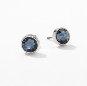 💎Touchstone Crystal Earrings Post Blue Rhodium New Condition - Picture 1 of 10