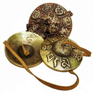 Tibetan Buddhist Tingsha Cymbals Reiki Bell Chime Metal Cover Nepal Meditation - Picture 1 of 5