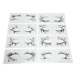 8 Sheets Halloween Eyeliner Sticker Black Bat Spider Scary Stylish Eyeliner - Picture 1 of 12