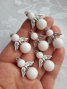 6 x Engel Schutzengel Charms Anhänger Weihnachtsdeko weiß Engel Hochzeit UK - Bild 1 von 2