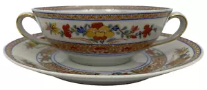 Bernardaud Limoges Pondichery Cream Soup Bowl & Saucer - Bild 1 von 4