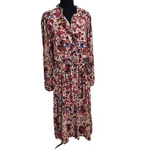Abito St. John's Bay XL manica lunga con volant rosa floreale maxi 84€ - Foto 1 di 23