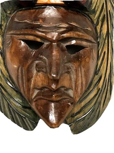 Mexican/Central American Decorative 9" Wooden Mask Wall Hanging Birds - Picture 1 of 7