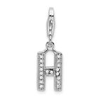 Amore La Vita Silver  Polished Cz Letter H Initial Charm With Fancy Lobster Clas