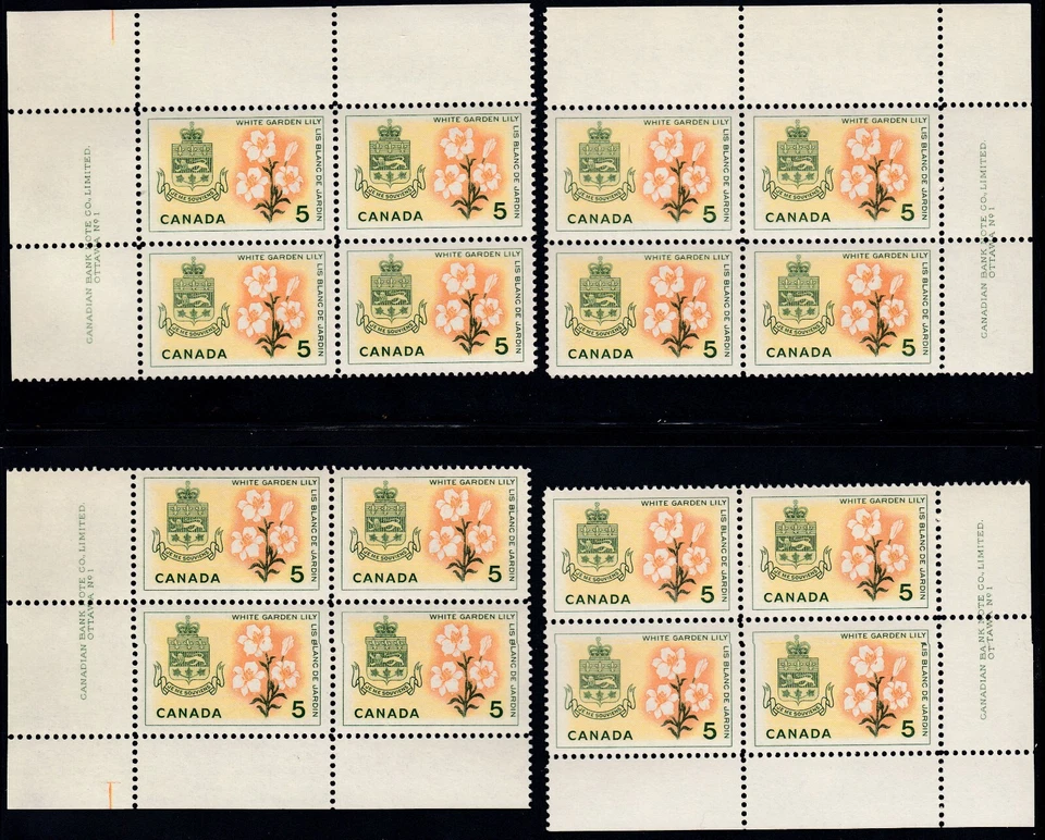 Canada: #419 5c Provincial Flower & COA - Quebec M/S Plate Blocks Pl.1 MNH - Image 1 of 1