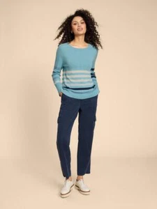 White Stuff Women's Jumper Urban Stripe Printed Long Sleeve Warm Ladies Sweater - Picture 1 of 8
