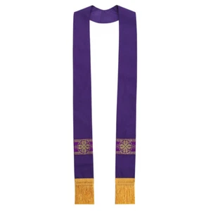 Clergy Stole with Floral Cross Embroidery Clergy Priest Mass Stole Pastor Stole - Picture 1 of 12