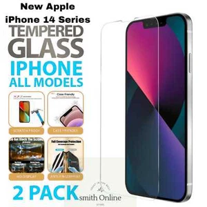 2X Screen Protector For iPhone 16 15 14 13 12 11 XR 17 Pro Max Tempered Glass - Picture 1 of 6