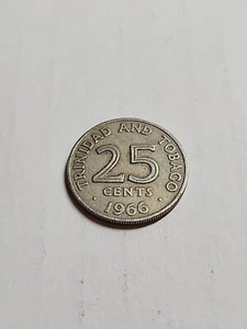 1966 Trinidad & Tobago 25 Cent Coin - Lot BT495 - Picture 1 of 2