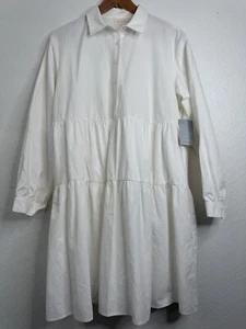 Nordstrom Melloday Women’s Tiered Midi Ivory/White Long Sleeve Dress Size XL NWT - Picture 1 of 16