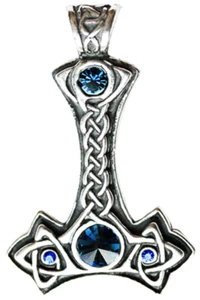 Thor's Hammer Pendant Necklace, Viking God Power, Celtic Knot Gift Nordic Lights - Picture 1 of 3