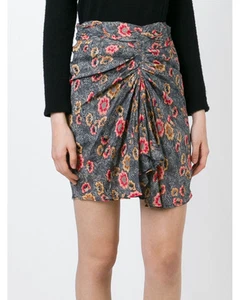 ISABEL MARANT ÉTOILE Sevan Slavic Floral Poppy Print Ruched Skirt FR 36 / US 4 - Picture 1 of 8