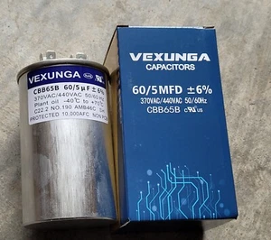VEXUNGA 60/5 MFD 370VAC/440VAC 50/60Hz CBB65B Capacitors New - Picture 1 of 5