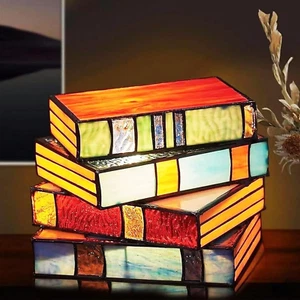 Stained Resin Stacked Books Lamp, Stained Stacked Books Lamp,Reading Book Lighti - Picture 1 of 12