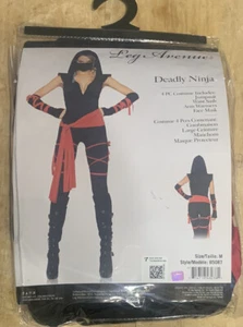 Disfraz de ninja mortal Leg Avenue para mujer negro y rojo mediano - Imagen 1 de 4