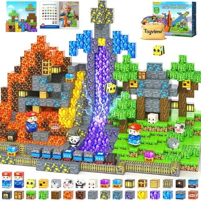 200PCS Minecraft Magnetic Blocks STEM Kids Building Toys w/ Magnetic Board - Image 1 of 4