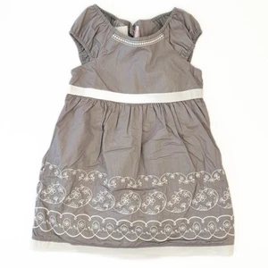 New Savannah Gray Embroidered Floral Baby Doll Cotton Lined Dress Sz 3T Preppy - Picture 1 of 11