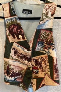 Chaleco Tapiz Nadia Caballos del Oeste Vaquero Mujer Mediano Abotonado Bronceado EE. UU. - Imagen 1 de 7