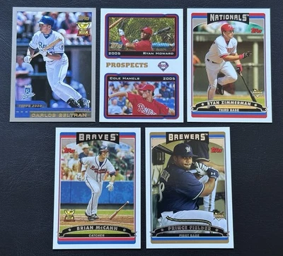 MLB Topps 5x RC Lot - Howard, Hamels, Fielder, McCann, Beltran, Zimmerman - Image 1 of 2