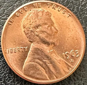 UNITED STATES 1963 - D DENVER MINT 1c UNCIRCULATED LINCOLN MEMORIAL PENNY - Bild 1 von 2