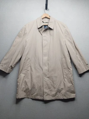 Trenchcoat London Fog masculino bege bronzeado médio forro removível botões escondidos - Imagem 1 de 4