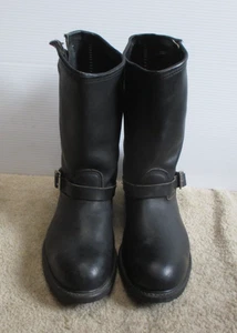 Vintage Carolina Men's Black Leather Engineer Steel Toe Motorcycle Boots Size 15 - Picture 1 of 12