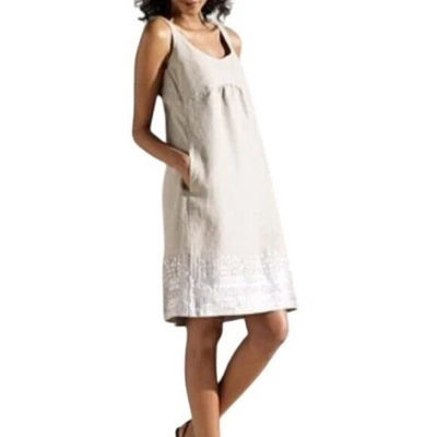 Vestido de lantejoulas Eileen Fisher linho orgânico cinza 8 - Imagem 1 de 4