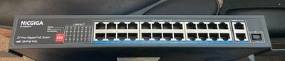 NICGIGA 24-Port Gigabit PoE+ Switch 300W w/ 2 Uplink Ports & 1 SFP Unmanaged - Image 1 of 4