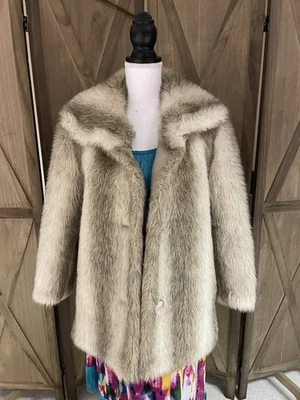 Vtg 70’s D'Esprit Dubrowsky and Peribinder Faux Fur Coat Women’s Sz 12 Mod Wife - Image 1 of 4