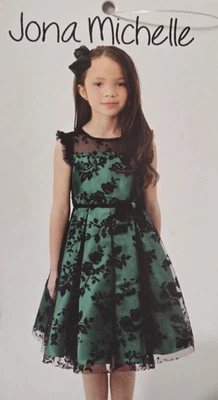 Jona Michelle 女孩翡翠绿色正装连衣裙 8 码 — 第 1/4 张图片