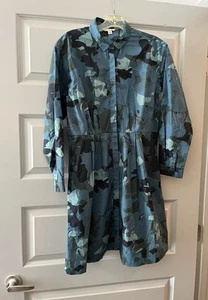 Gap Button Down Vintage Dress Blue 2014 Camouflage Camo Women’s 6P - Picture 1 of 13