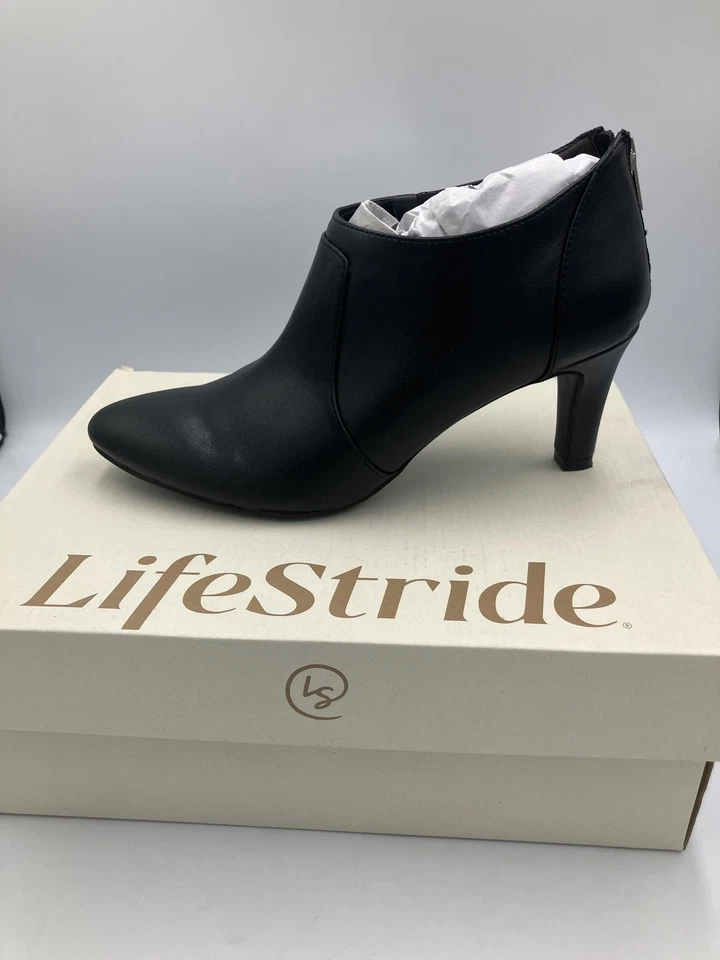 LifeStride Gia2 Shoes Womens Size 9 Black Smooth Ankle Booties Heels Comfort - Image 1 of 4