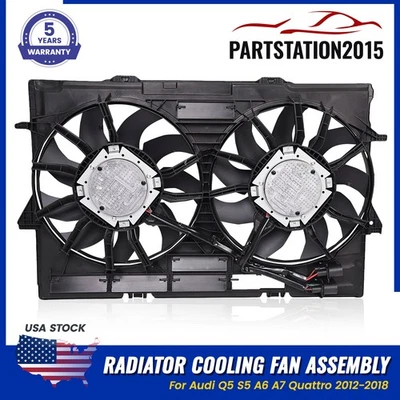 Fits Audi Q5 S5 A6 A7 Quattro 2012-2018 Radiator Cooling Fan Assembly 4H0121207B - Image 1 of 4