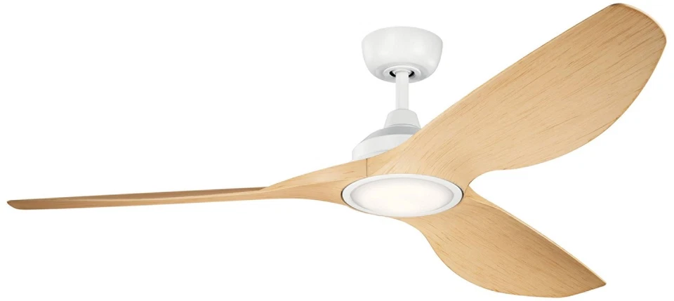 65" Kichler Imari Oak Matte White LED Ceiling Fan with Wall Control - Image 1 of 1