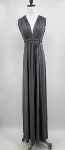 Rachel Pally Womens Gray Stretch V Neck Tie Back Sleeveless Maxi Dress Sz M - Picture 1 of 7