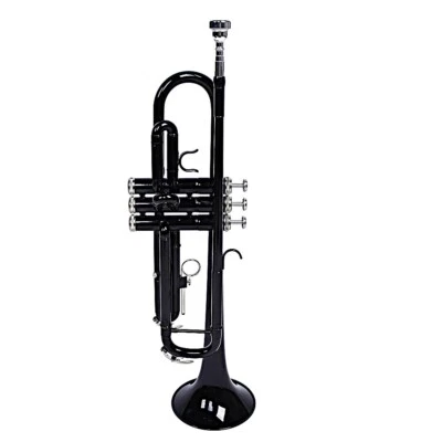 Trompeta Bb negra de latón macizo niquelada con estuche, boquilla 7C y guantes Foto 1 de 4