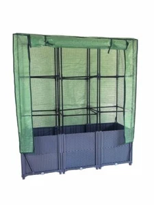 Hochbeet mit Kunststoffabdeckung, Rankgitter für Garten ca. 40x120x141cm - Grau - Bild 1 von 2