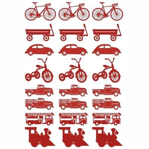 Fahrrad Waggon LKW Zug 24 Stück 1 Zoll rot Schmelzglas Aufkleber - Bild 1 von 2