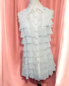 Samuel Dong weißes Frühling Rüschen Kleid SMALL - Bild 1 von 8