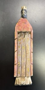 Vtg Wood Folk Art Santos Saint King Religious Sculpture Statue Carving Wise Man - Picture 1 of 12