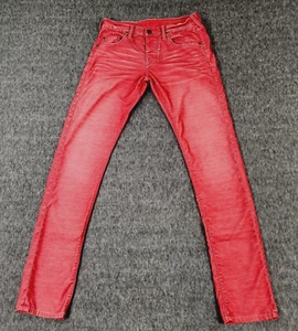 True Religion Jeans Mens 28 Geno Red Micro Corduroy Button Fly Slim Trendy 29x33 - Picture 1 of 18
