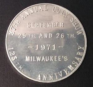 Medaglia Gettone 125° Anniversario Annuale Coin Show Milwaukee Numismatica 1971 - Foto 1 di 2