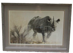 Robert Bateman "Charging Rhino" #78/950 Limited Edition Signed Framed Lithograph - Picture 1 of 10