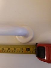 Shower Hand Rail. White. 600 mm x 100 mm. 24 Inches Long 4 Inch Stand Off.
