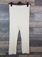 Marla Wynne Pleated Crop Trousers Medium Ivory Wide Leg Pull On Knit QVC BN