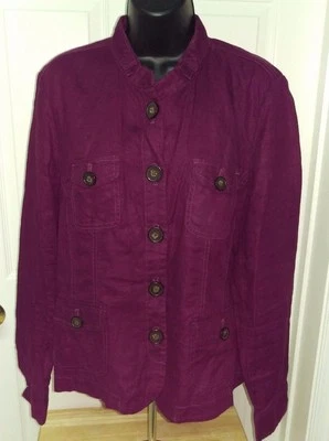 Relativity Womens Shirt Top Blouse Size L Large Purple Linen - Image 1 of 3