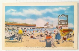 Vapor Canadiana Docking en Crystal Beach, Ontario. Tarjeta postal vintage (años 30) - Imagen 1 de 8